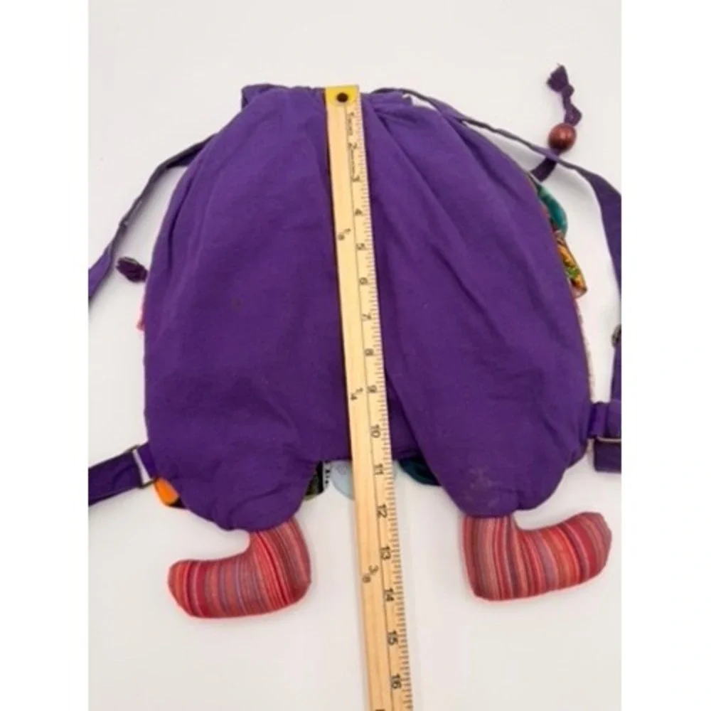 Unbranded Owl Patchwork Backpack Women Small Purple Multicolor Good Boho Novelty